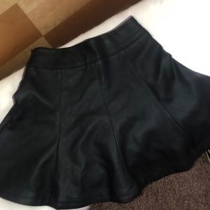 Black leather skater skirt